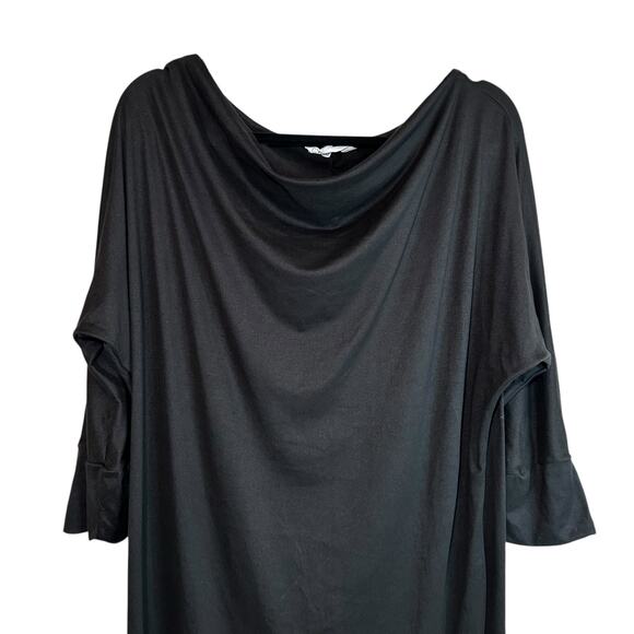 Culture Code Womens Cowl Neck 3/4 Sleeve Shift Dress Black XL Classic Preppy Y2K - Picture 3 of 8